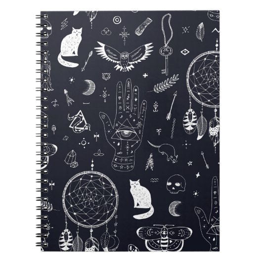 Halloween Magic: Vintages Doodle-Muster. Notizblock (Vorderseite)