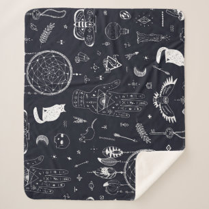 Halloween Magic: Vintages Doodle-Muster. Sherpadecke
