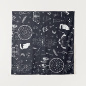 Halloween Magic: Vintages Doodle-Muster. Wandteppich (Vorderseite (Horizontal))