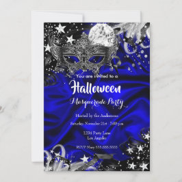 Halloween Magical Night Masquerade Party blau Einladung