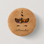 Halloween Magical Unicorn Glitzer und Sparkle Button (Vorderseite)