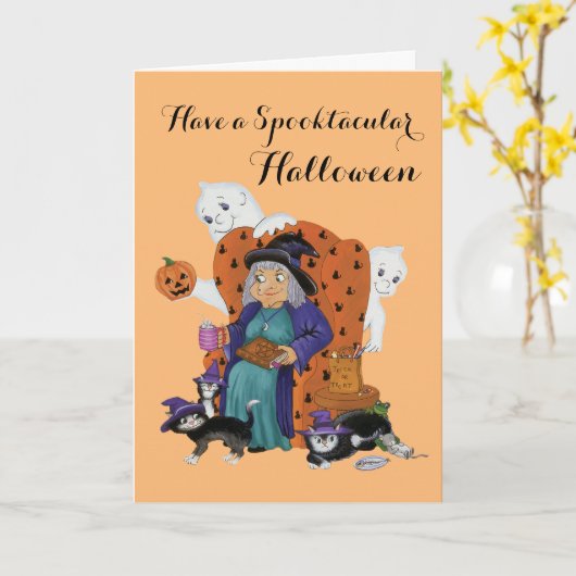 Halloween-Magie Karte (Gelbe Blume)