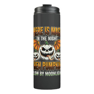 Halloween-Magie-Kürbis-Mondlicht-Horror-Vektor Thermosbecher