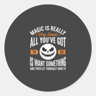 Halloween-Magie-Zitat Kürbiskopf-Design Runder Aufkleber