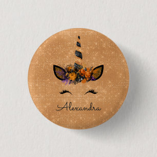 Halloween magischer Unicorn-Glitzer und Schein Button