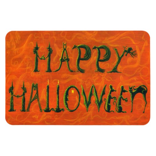 Halloween Magnet "Happy Halloween" Bildzeichen (Horizontal)
