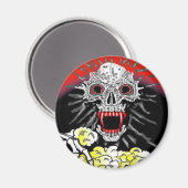 Halloween Magnet Skelett Eating Buttered Popcorn (Vorderseite/Rückseite)