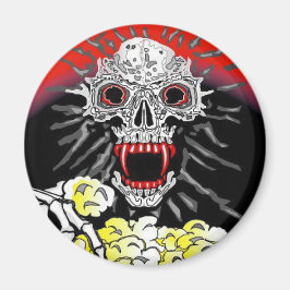 Halloween Magnet Skelett Eating Buttered Popcorn