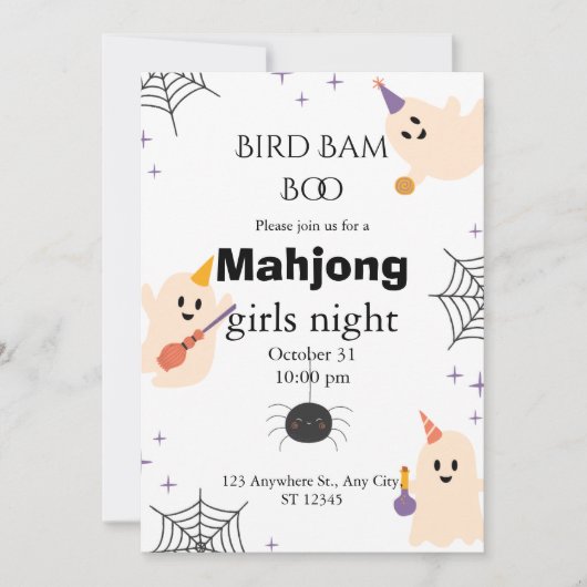 Halloween Mahjong Einladung (Vorderseite)