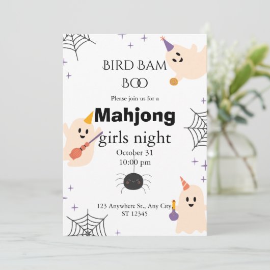 Halloween Mahjong Einladung (Stehend Vorderseite)