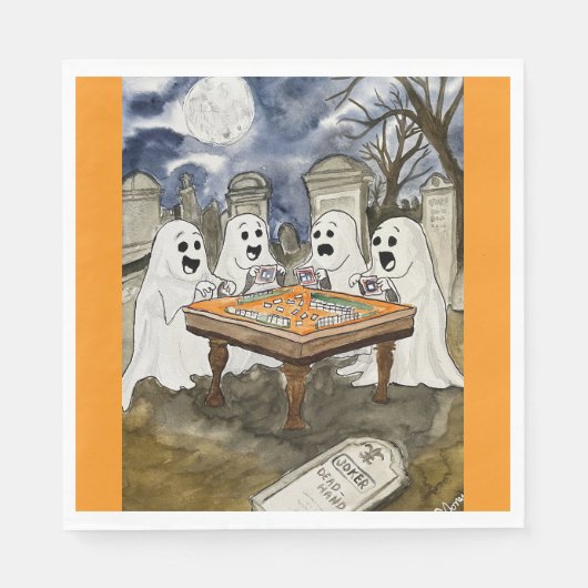 Halloween Mahjong Ghosts Serviette (Vorderseite)