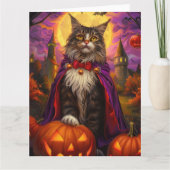Halloween Maine Coon Cat Vampire Pumpkins Beängsti Karte (Vorderseite)