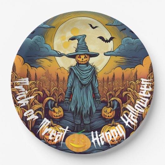 Halloween Maisfeld & Scare Crow Pappteller (Vorderseite)