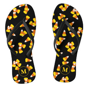 Halloween-Maismuster mit Monogramm Badesandalen