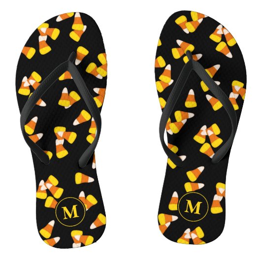 Halloween-Maismuster mit Monogramm Badesandalen (Fußbett)