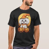 Halloween Maltese Dog Pumpkin T-Shirt (Vorderseite)