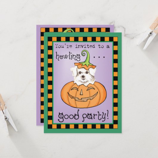 Halloween Maltese Einladung (Vorderseite/Rückseite Beispiel)