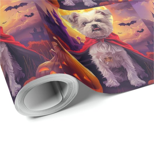 Halloween Maltese Vampire Pumpkins Beängstigend Geschenkpapier (Rolleneckpunkt)