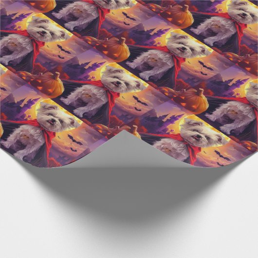 Halloween Maltese Vampire Pumpkins Beängstigend Geschenkpapier (Ecke)
