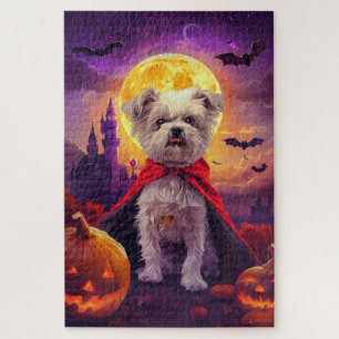 Halloween Maltese Vampire Pumpkins Beängstigend Puzzle
