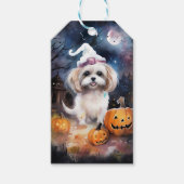 Halloween Malti Tzu mit Pumpkins Beängstigend Geschenkanhänger (Vorderseite)