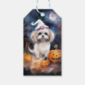 Halloween Malti Tzu mit Pumpkins Beängstigend Geschenkanhänger (Rückseite)