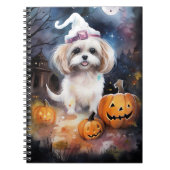 Halloween Malti Tzu mit Pumpkins Beängstigend Notizblock (Vorderseite)