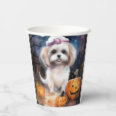 Halloween Malti Tzu mit Pumpkins Beängstigend Pappbecher (Rückseite)