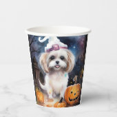 Halloween Malti Tzu mit Pumpkins Beängstigend Pappbecher (Vorderseite)