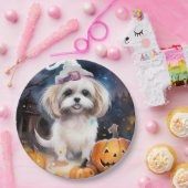 Halloween Malti Tzu mit Pumpkins Beängstigend Pappteller (Party)