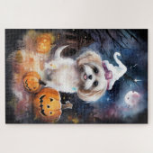Halloween Malti Tzu mit Pumpkins Beängstigend Puzzle (Horizontal)