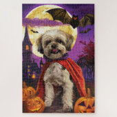 Halloween Malti Tzu Vampire Pumpkins Beängstigend Puzzle (Vertikal)