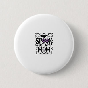 Halloween-Mama Gruseliges Vintage-Stickerei-Shirt- Button