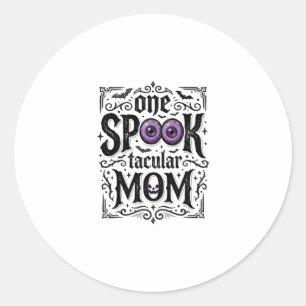 Halloween-Mama Gruseliges Vintage-Stickerei-Shirt- Runder Aufkleber