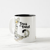 Halloween-Mama-Katzen-Trick-oder Leckerei-Tasse Zweifarbige Tasse (Vorderseite Links)
