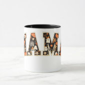 Halloween MAMA - Retro Varsity Ghost & Pumpk Tasse (Zentrum)