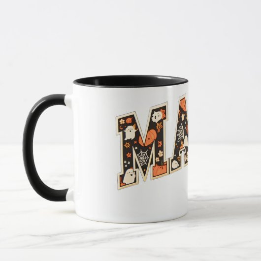 Halloween MAMA - Retro Varsity Ghost & Pumpk Tasse (Links)