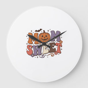 Halloween-Mama Süße Kürbis Vintage-Shirt-Design_1 Große Wanduhr