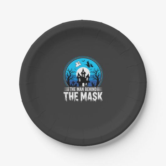 Halloween Man Behind the Mask Haunted House Pappteller (Vorderseite)