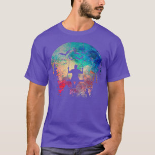 Halloween Man schwingt Spooky Watercolor Vollmond T-Shirt