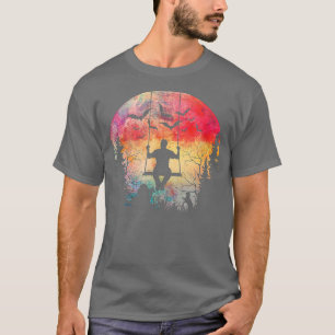 Halloween Man schwingt Spooky Watercolor Vollmond T-Shirt