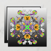 Halloween Mandala Geister, Pumpkins, Fledermäuse u Einladung (Vorne/Hinten)