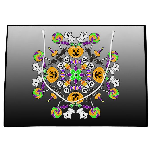 Halloween Mandala Geister, Pumpkins, Fledermäuse u Große Geschenktüte (Vorderseite)