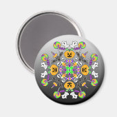 Halloween Mandala Ghosts, Pumpkins Ornament Magnet (Vorderseite/Rückseite)