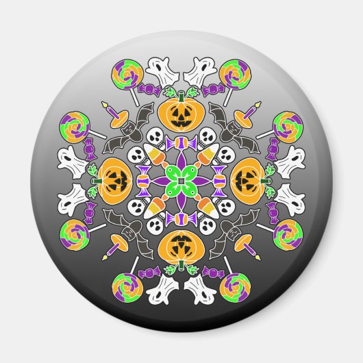Halloween Mandala Ghosts, Pumpkins Ornament Magnet (Vorne)