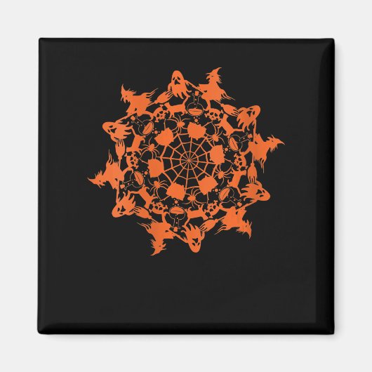 Halloween Mandala Spider Witch Ghost Magnet (Vorne)