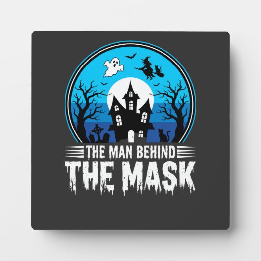 Halloween Mann hinter der Maske Spukhaus Fotoplatte (Vorderseite)