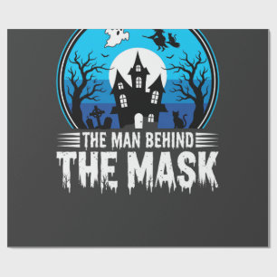 Halloween Mann hinter der Maske Spukhaus Geschenkpapier