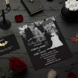Halloween Mansion Couple Wedding Oktober Einladung Flyer
