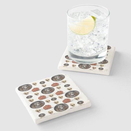 Halloween Marble Stone Untersetzer (Seitenansicht)